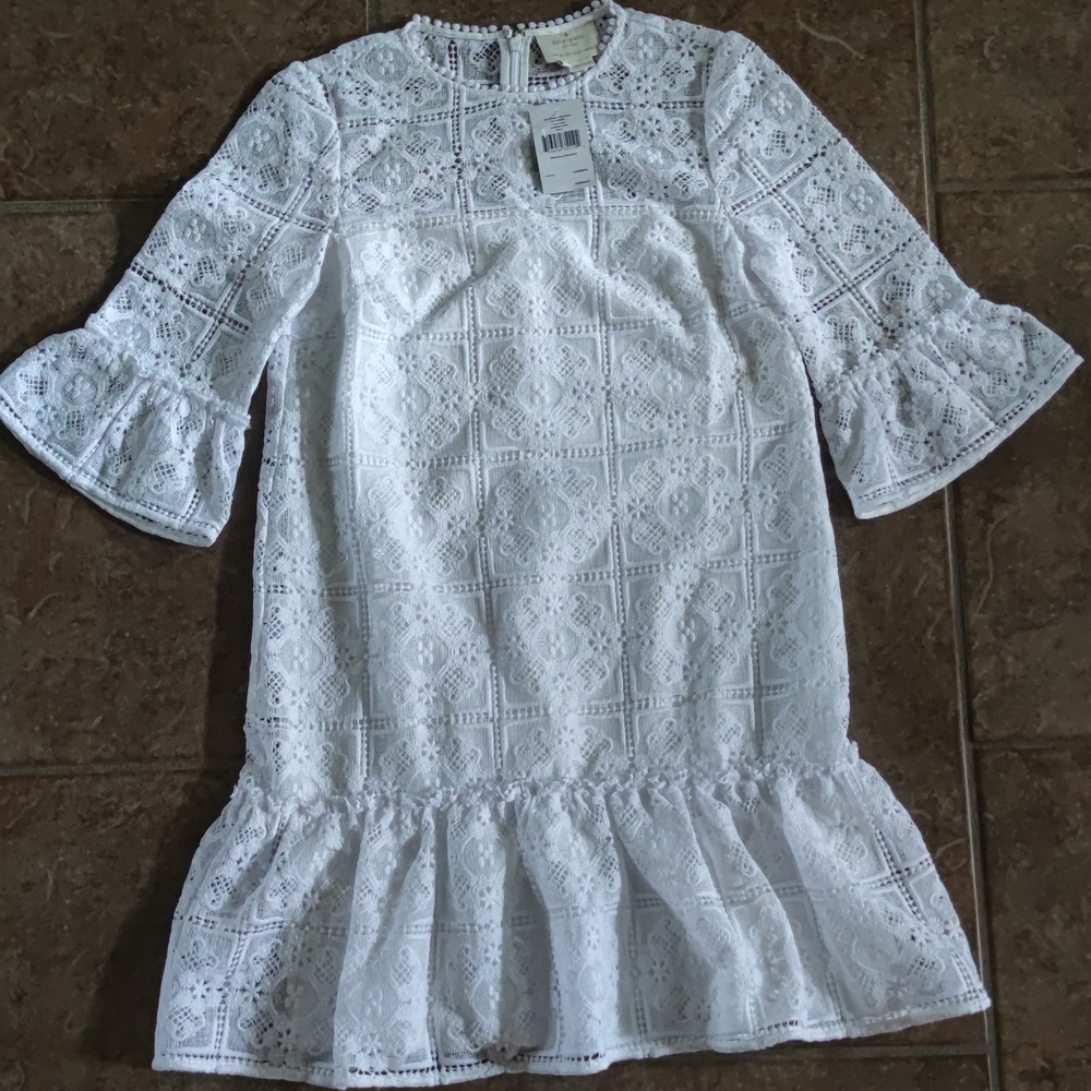 Kate Spade White Lace Shift Dress Size 0